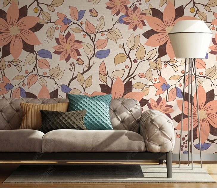 3D Flowers Leaf Pink Wall Mural Wallpaper YXL 1507