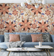 3D Flowers Leaf Pink Wall Mural Wallpaper YXL 1507