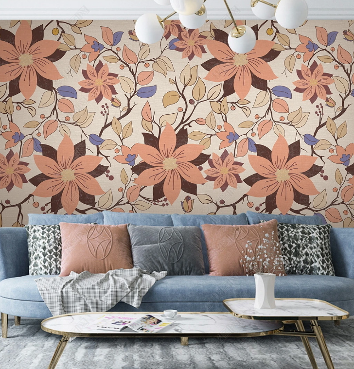 3D Flowers Leaf Pink Wall Mural Wallpaper YXL 1507