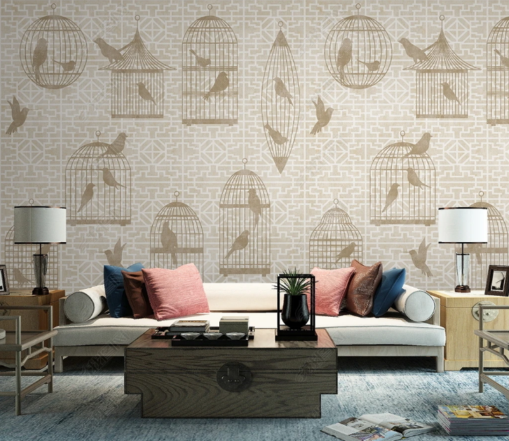3D Animal Bird Birdcage Wall Mural Wallpaper YXL 1509