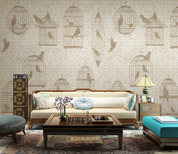 3D Animal Bird Birdcage Wall Mural Wallpaper YXL 1509