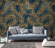 3D Plant Leaf  Relief Golden Wall Mural Wallpaper YXL 1521