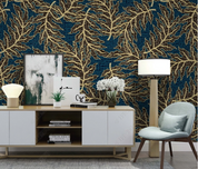 3D Plant Leaf  Relief Golden Wall Mural Wallpaper YXL 1521