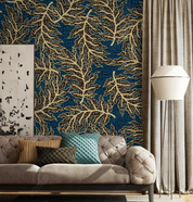 3D Plant Leaf  Relief Golden Wall Mural Wallpaper YXL 1521
