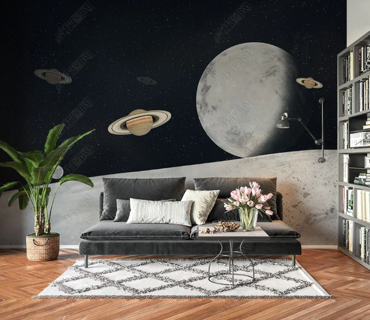 3D Starry Sky The Earth Moon Wall Mural Wallpaper YXL 1563