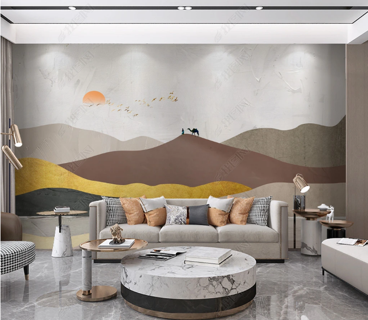 3D Scenery Mountain Bird Sunrise Person Camel Wall Mural Wallpaper YXL 1582