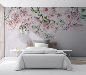 3D Floral Pink Greenery Wall Mural Wallpaper YXL 1585