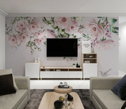 3D Floral Pink Greenery Wall Mural Wallpaper YXL 1585