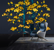 3D Floral  Magnolia Flower Yellow Wall Mural Wallpaper YXL 1603