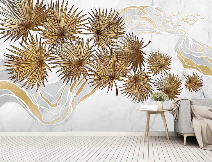 3D Plant Palm Wave Wall Mural Wallpaper YXL 1613