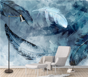 3D Feather White Black Wall Mural Wallpaper YXL 1634