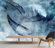 3D Feather White Black Wall Mural Wallpaper YXL 1634