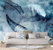 3D Feather White Black Wall Mural Wallpaper YXL 1634