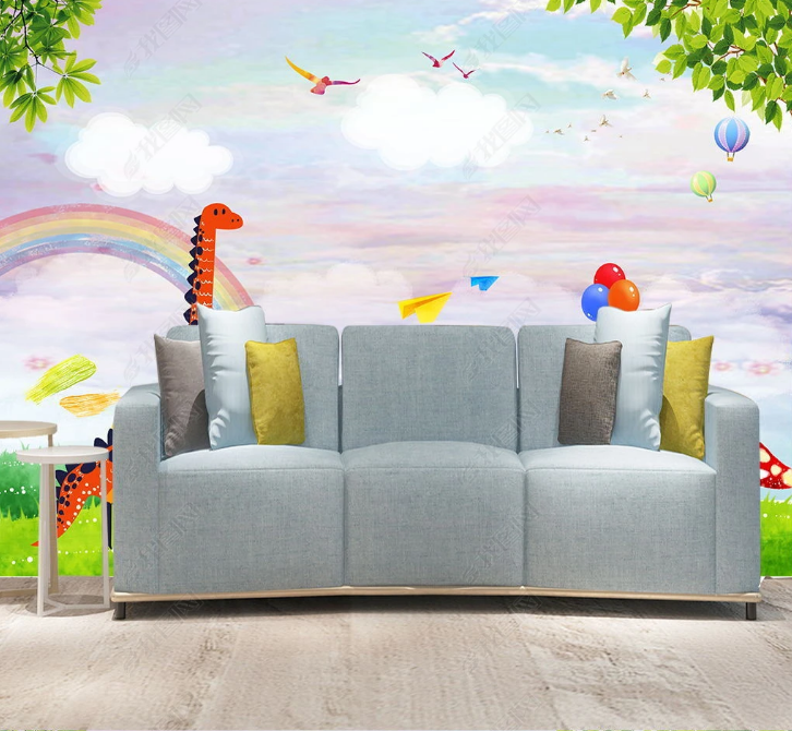 3D Animal Deer Bird Rainbow Balloon Wall Mural Wallpaper YXL 1645