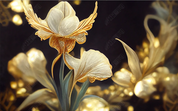 3D Flowers Flowers Golden Leaf Wall Mural Wallpaper YXL 1651
