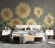 3D Floral Sunflower Greenery Wall Mural Wallpaper YXL 1664