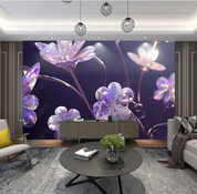 3D Floral Crystal Violet Wall Mural Wallpaper YXL 1673