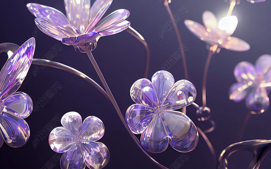 3D Floral Crystal Violet Wall Mural Wallpaper YXL 1673
