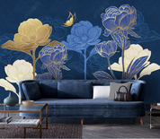 3D Floral Relief Leaf Butterfly Wall Mural Wallpaper YXL 1685