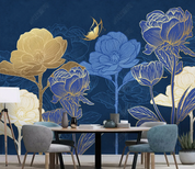 3D Floral Relief Leaf Butterfly Wall Mural Wallpaper YXL 1685