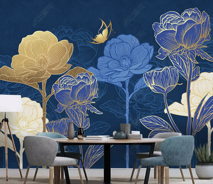 3D Floral Relief Leaf Butterfly Wall Mural Wallpaper YXL 1685