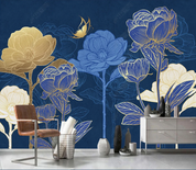 3D Floral Relief Leaf Butterfly Wall Mural Wallpaper YXL 1685