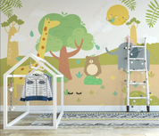 3D Freehand Sketching Cartoon Forest Giraffe Elephant Little Bear Sun Wall Mural Wallpaper YXL 46- Jess Art Decoration