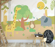 3D Freehand Sketching Cartoon Forest Giraffe Elephant Little Bear Sun Wall Mural Wallpaper YXL 46- Jess Art Decoration