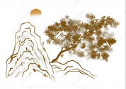 3D Freehand Sketching Tree Mountain Sunrise Wall Mural Wallpaper YXL 89- Jess Art Decoration