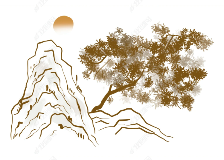 3D Freehand Sketching Tree Mountain Sunrise Wall Mural Wallpaper YXL 89- Jess Art Decoration