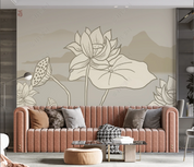 3D  Freehand Sketching Lotus Wall Mural Wallpaper YXL 94- Jess Art Decoration