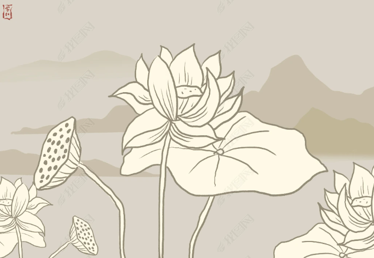 3D  Freehand Sketching Lotus Wall Mural Wallpaper YXL 94- Jess Art Decoration