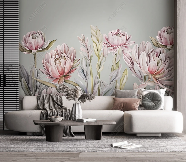3D Freehand Sketching Floral Leaf Flowers And Plants Wall Mural Wallpaper YXL 111- Jess Art Decoration