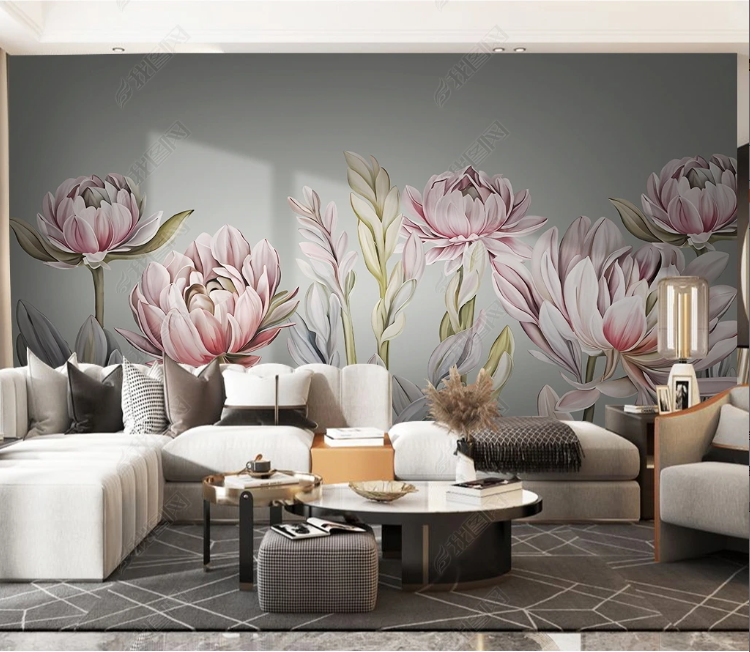 3D Freehand Sketching Floral Leaf Flowers And Plants Wall Mural Wallpaper YXL 111- Jess Art Decoration