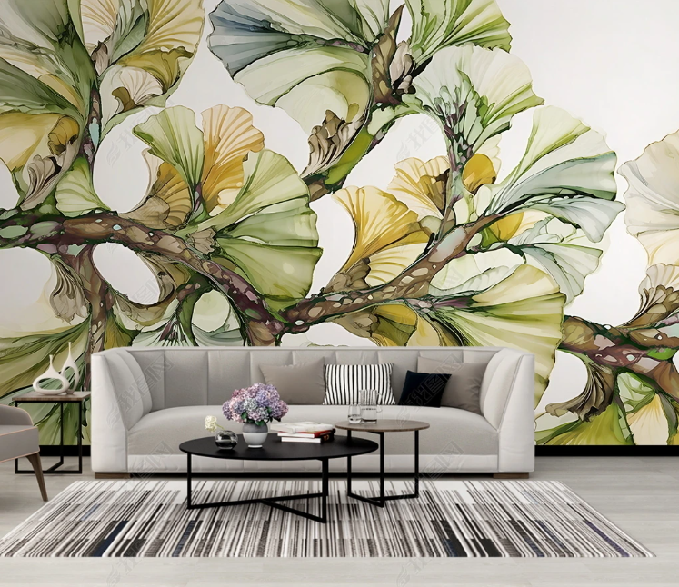 3D Plant Flowers And Plants Floral Ginkgo Leaf Wall Mural Wallpaper YXL 117- Jess Art Decoration