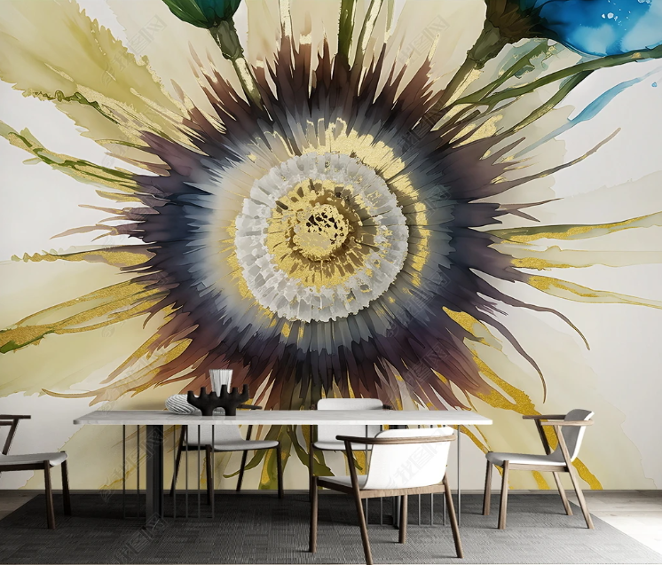 3D Watercolour Floral Plant Sunflower Wall Mural Wallpaper YXL 122- Jess Art Decoration