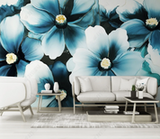 3D Watercolour Floral Plant Dark Blue Wall Mural Wallpaper YXL 124- Jess Art Decoration