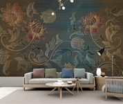 3D Floral Relief Leaf Line Wall Mural Wallpaper YXL 139- Jess Art Decoration