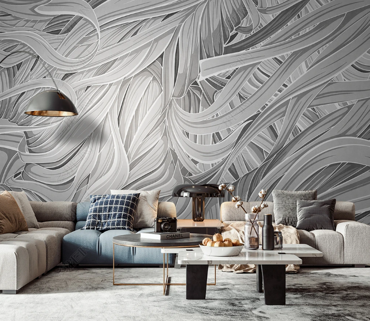 3D Abstract Grey Line Wall Mural Wallpaper YXL 145- Jess Art Decoration