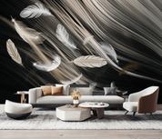 3D Feather White Line Wall Mural Wallpaper YXL 161- Jess Art Decoration