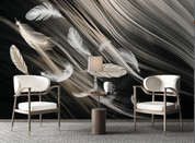 3D Feather White Line Wall Mural Wallpaper YXL 161- Jess Art Decoration