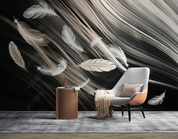 3D Feather White Line Wall Mural Wallpaper YXL 161- Jess Art Decoration