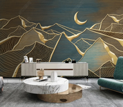 3D Abstract Line Mountain Moon Wall Mural Wallpaper YXL 162- Jess Art Decoration