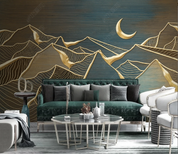 3D Abstract Line Mountain Moon Wall Mural Wallpaper YXL 162- Jess Art Decoration