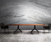 3D Feather Line white Grey Wall Mural Wallpaper YXL 173- Jess Art Decoration