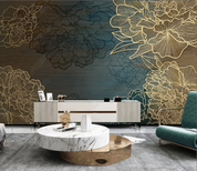 3D Freehand Sketching Relief Floral Golden Wall Mural Wallpaper YXL 80- Jess Art Decoration