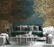 3D Freehand Sketching Relief Floral Golden Wall Mural Wallpaper YXL 80- Jess Art Decoration