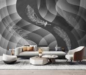 3D Abstract Feather Grey Wall Mural Wallpaper YXL 205- Jess Art Decoration