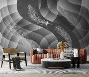 3D Abstract Feather Grey Wall Mural Wallpaper YXL 205- Jess Art Decoration