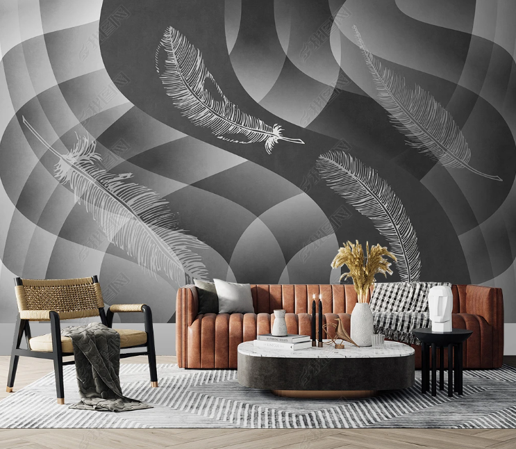 3D Abstract Feather Grey Wall Mural Wallpaper YXL 205- Jess Art Decoration